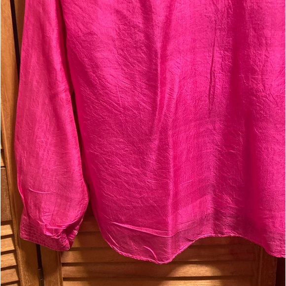 Raiment Fashions Hot Pink Silk Blade Collar Top - Picture 13 of 14